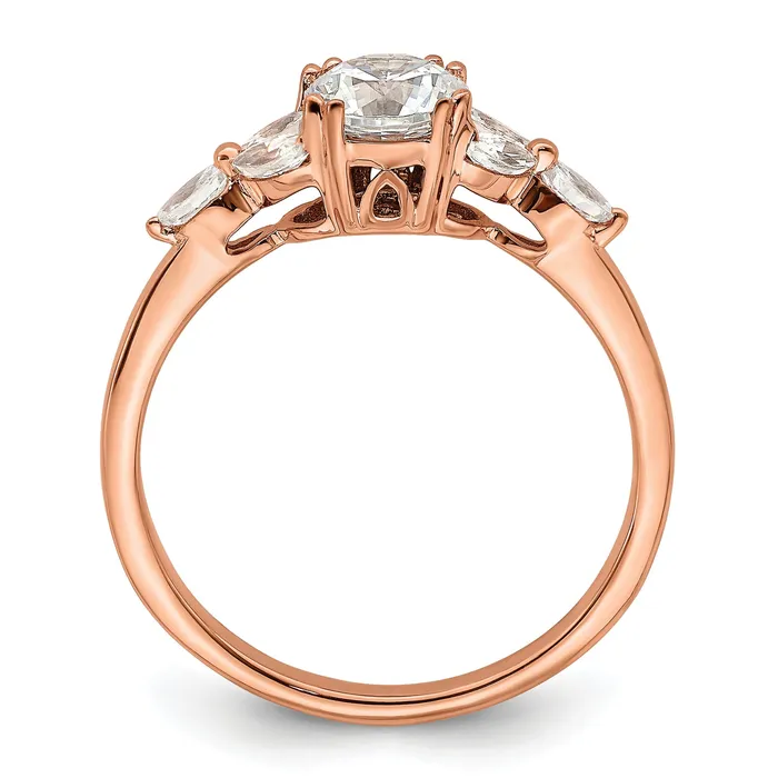 Goldia Rings 075ct CZ Solid Real 14k Rose Polish 34ct Round Engagement Dia Ring