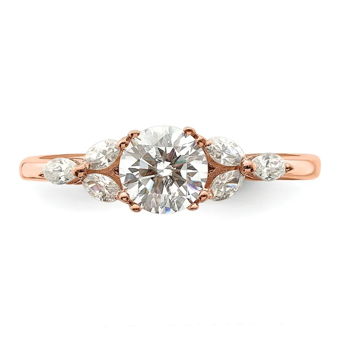 Goldia Rings 075ct CZ Solid Real 14k Rose Polish 34ct Round Engagement Dia Ring