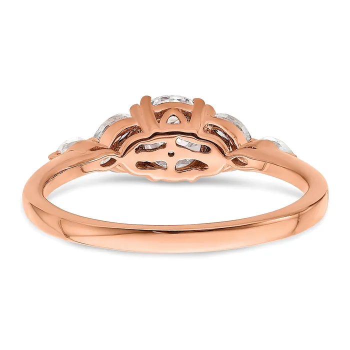 Goldia Rings 075ct CZ Solid Real 14k Rose Polish 34ct Round Engagement Dia Ring