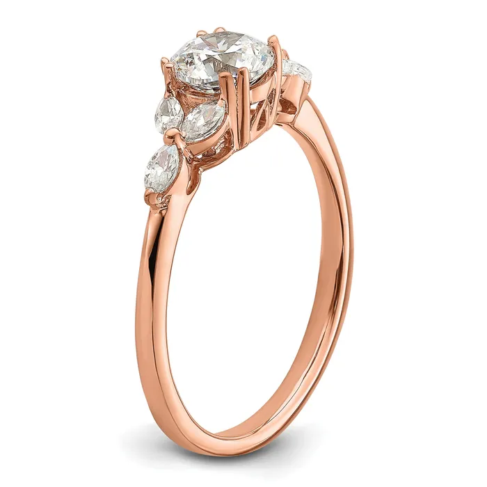 Goldia Rings 075ct CZ Solid Real 14k Rose Polish 34ct Round Engagement Dia Ring