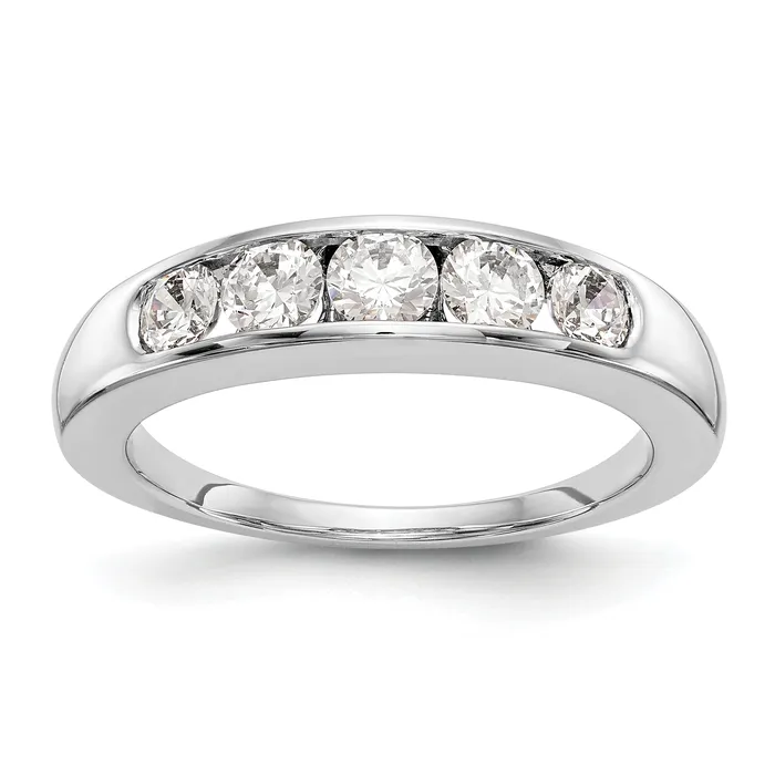 Goldia Rings 075ct CZ Solid Real 14K White Gold 5Stone Channel Wedding Band Ring Goldia Rings 075ct CZ Solid Real 14K White Gold 5Stone Channel Wedding Band Ring