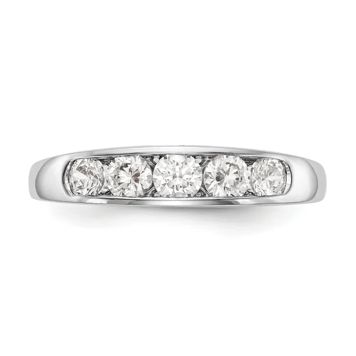 Goldia Rings 075ct CZ Solid Real 14K White Gold 5Stone Channel Wedding Band Ring