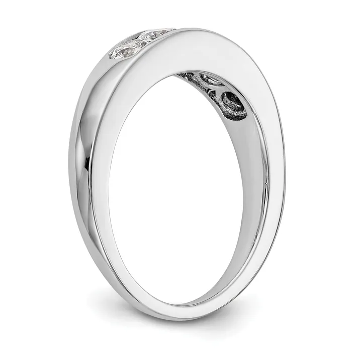 Goldia Rings 075ct CZ Solid Real 14K White Gold 5Stone Channel Wedding Band Ring