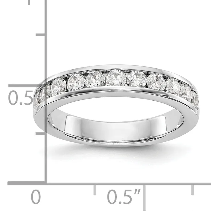 Goldia Rings 077ct CZ Solid Real 14K White Gold 1126mm Stone Channel Wedding Band Ring