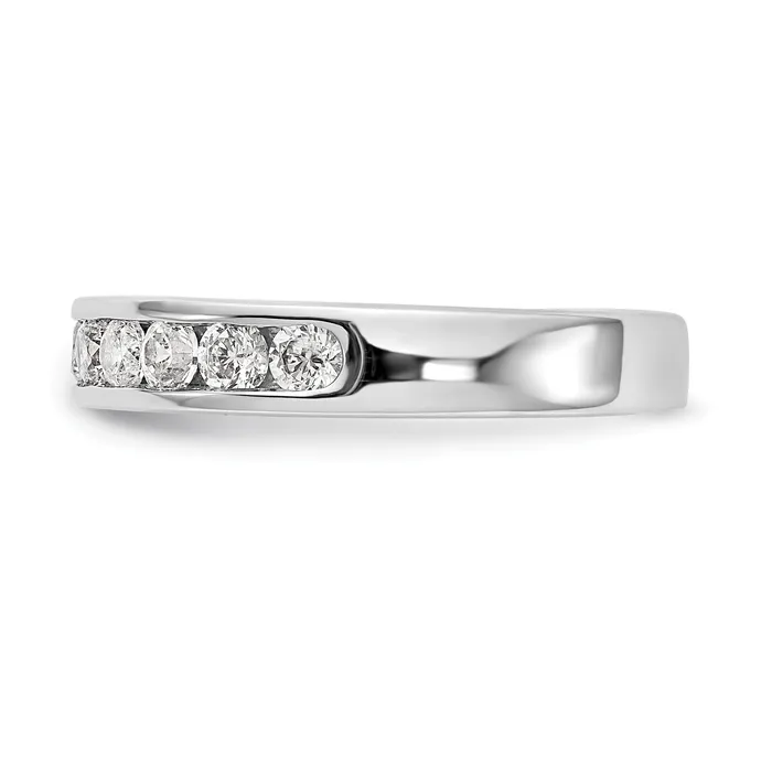 Goldia Rings 077ct CZ Solid Real 14K White Gold 1126mm Stone Channel Wedding Band Ring