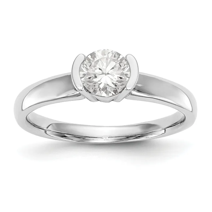 Goldia Rings 100ct CZ Solid Real 14K White Gold Round Bezel Solitaire Engagement Ring Goldia Rings 100ct CZ Solid Real 14K White Gold Round Bezel Solitaire Engagement Ring