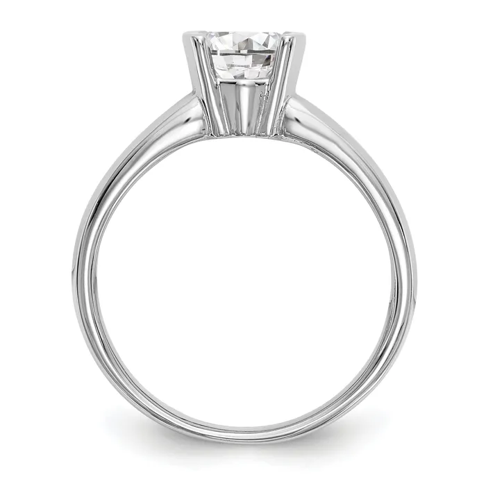 Goldia Rings 100ct CZ Solid Real 14K White Gold Round Bezel Solitaire Engagement Ring
