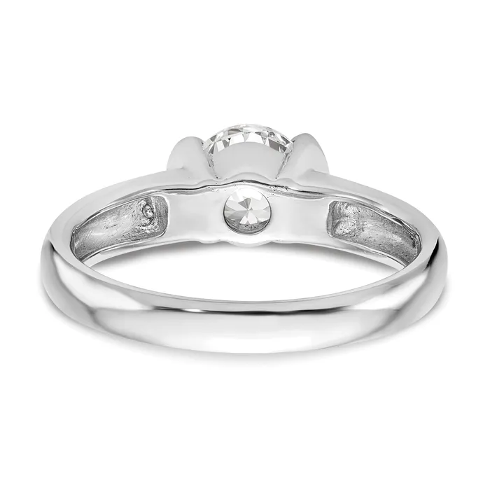 Goldia Rings 100ct CZ Solid Real 14K White Gold Round Bezel Solitaire Engagement Ring