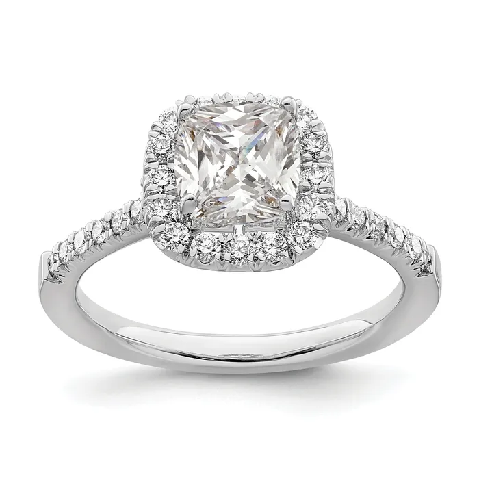 Goldia Rings 150ct CZ Solid Real 14K White Gold Cushion Halo Engagement Ring