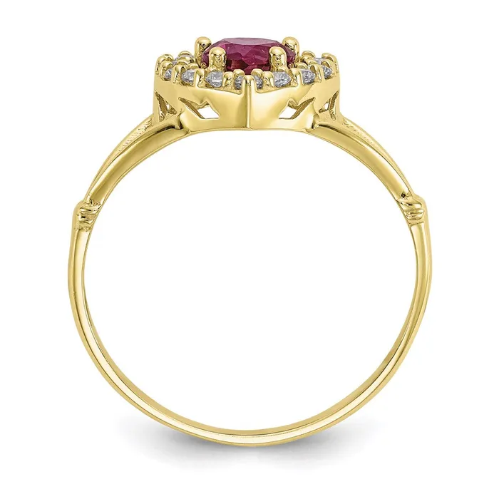 Goldia Rings 10K Yellow Gold Red and White CZ Heart Ring