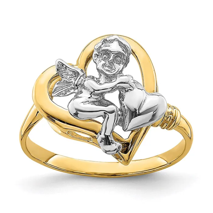 Goldia Rings 14k TwoTone Gold Cherub Holding Heart Ring