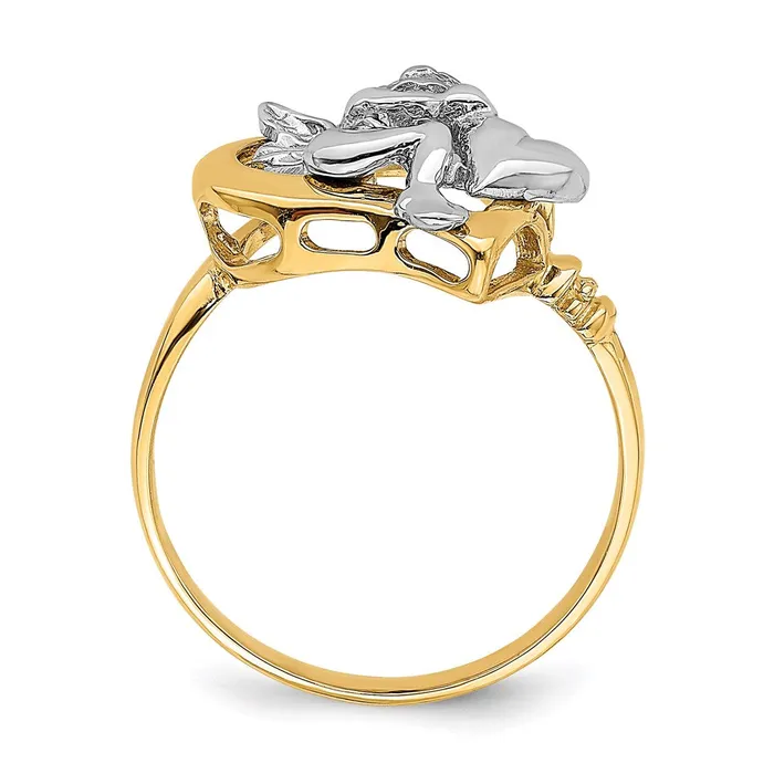 Goldia Rings 14k TwoTone Gold Cherub Holding Heart Ring