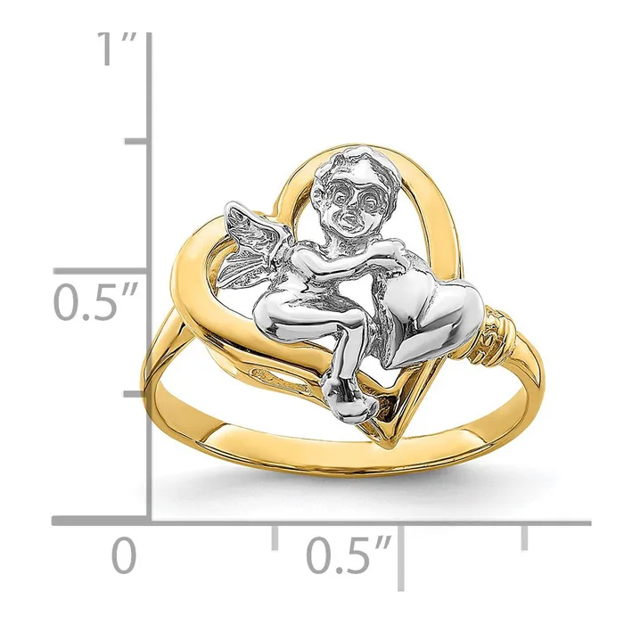 Goldia Rings 14k TwoTone Gold Cherub Holding Heart Ring