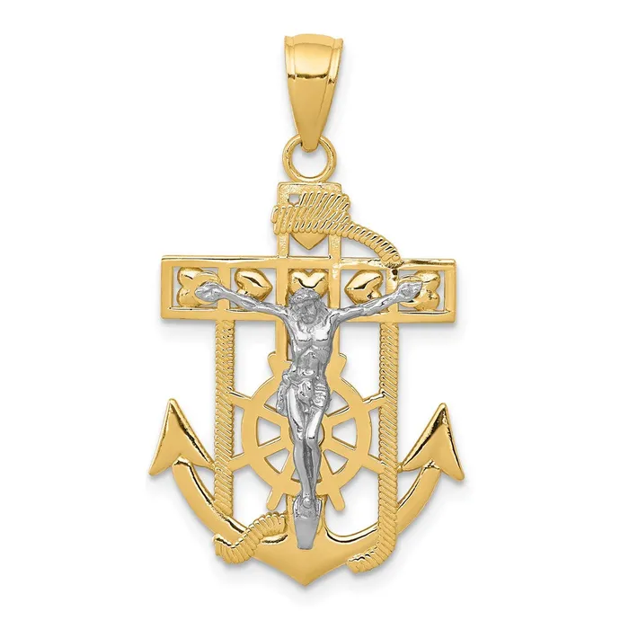 Goldia Rings 14k Twotone Gold Mariners Crucifix Pendant