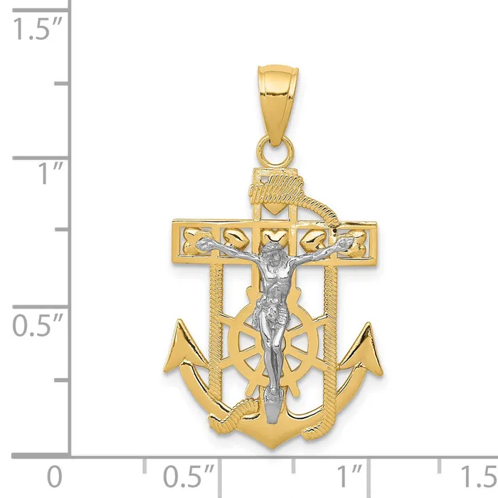 Goldia Rings 14k Twotone Gold Mariners Crucifix Pendant