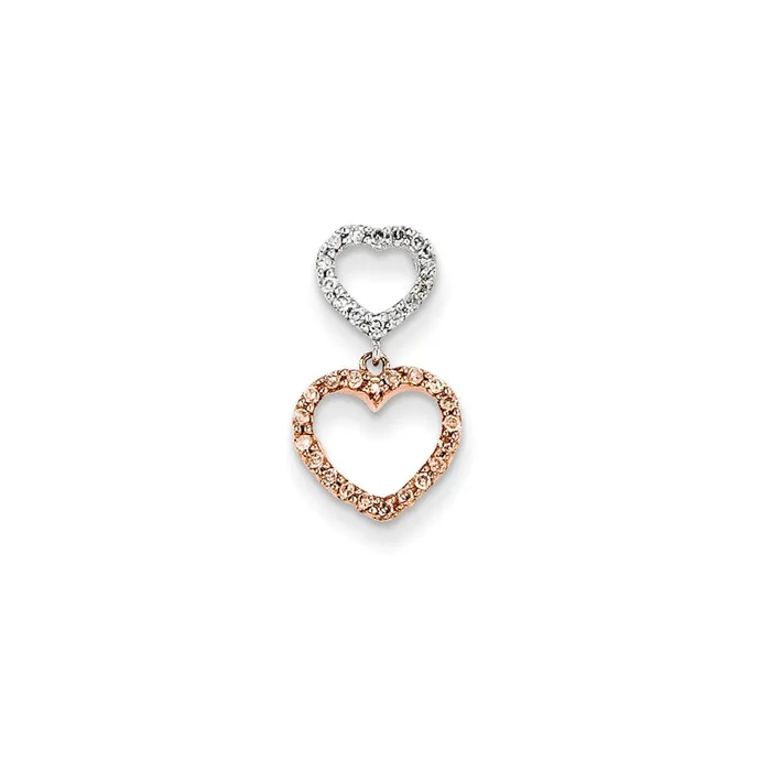 Goldia Rings 14k TwoTone Gold Rose Real Diamond Heart Slide