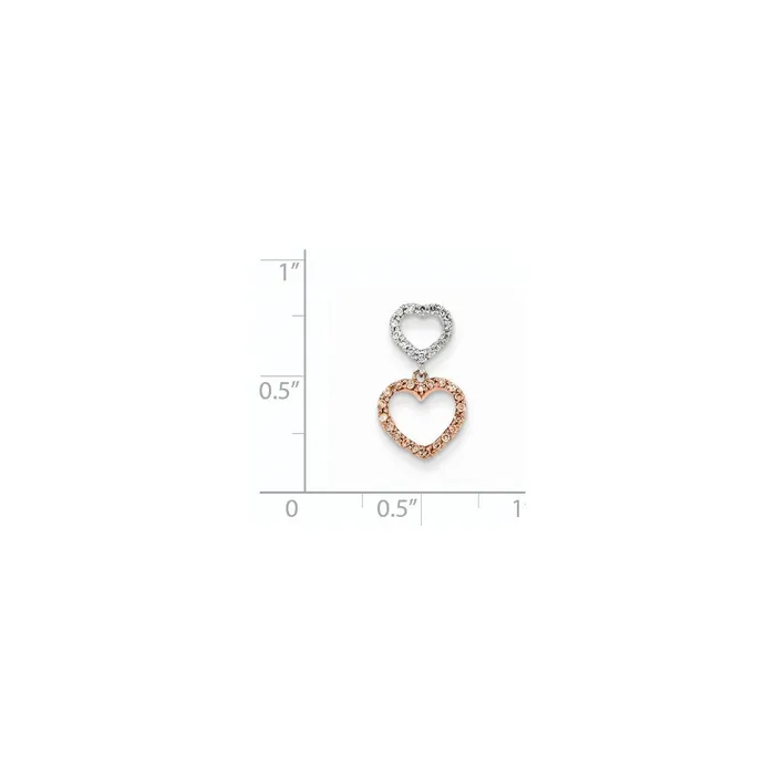 Goldia Rings 14k TwoTone Gold Rose Real Diamond Heart Slide