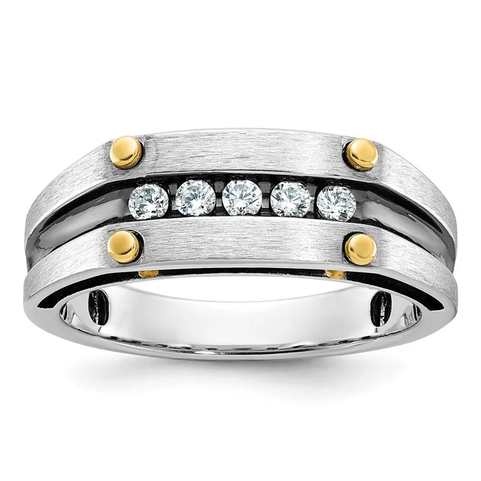 Goldia Rings 14k Twotone Gold wBlack Rhodium Mens Satin 14 carat Diamond Complete Ring Goldia Rings 14k Twotone Gold wBlack Rhodium Mens Satin 14 carat Diamond Complete Ring
