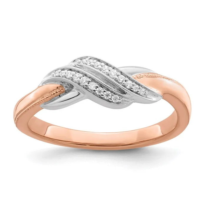 Goldia Rings 14k TwoTone Gold White u0026 Rose Polished Fancy Real Diamond Ring Goldia Rings 14k TwoTone Gold White u0026 Rose Polished Fancy Real Diamond Ring
