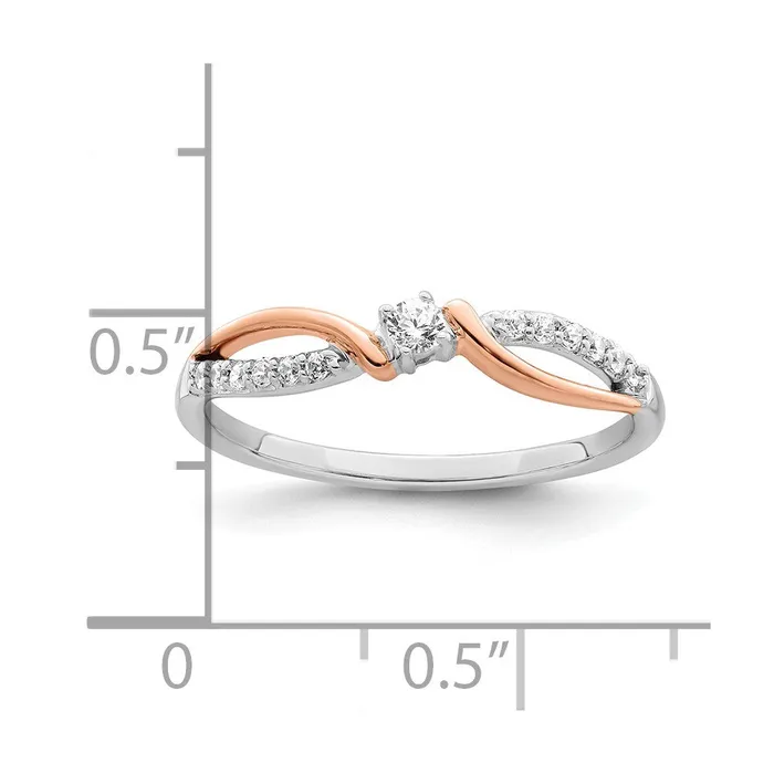 Goldia Rings 14k TwoTone Gold White u0026 Rose Polished Fancy Real Diamond Ring