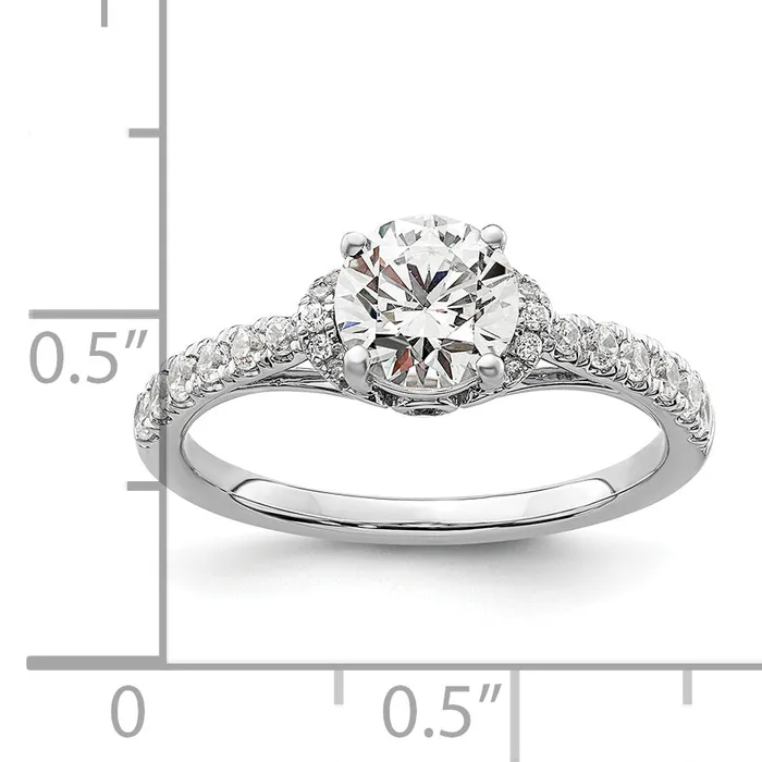 Goldia Rings 14k White Gold 13 Ct Lab Grown Diamond VSSI G 1 Ct center Round Engagement Ring