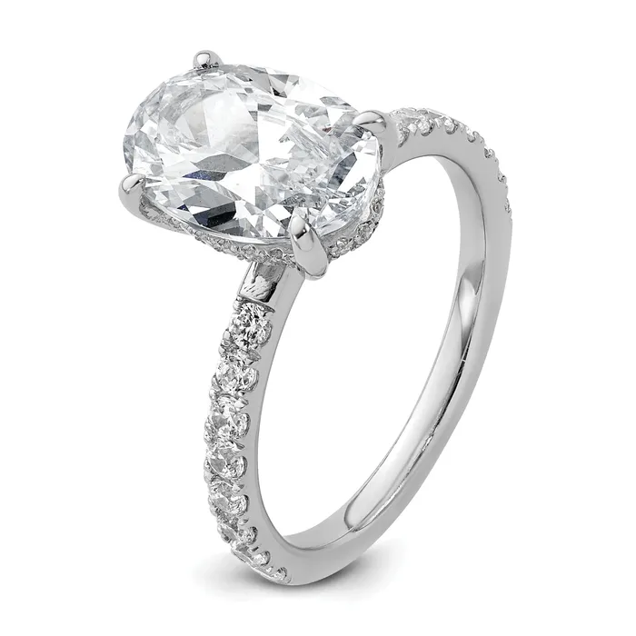 Goldia Rings 14k White Gold 3 12 Ct Lab Grown Diamond VSSI G Flair Oval Engagement Ring