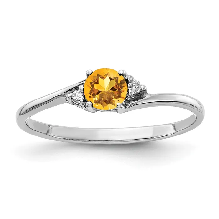 Goldia Rings 14k White Gold 4mm Citrine AA Diamond ring