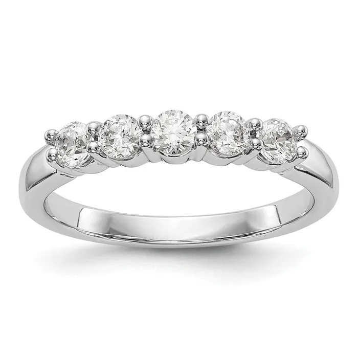Goldia Rings 14k White Gold 5Stone Shared Prong 12 carat Complete Round Diamond Band Goldia Rings 14k White Gold 5Stone Shared Prong 12 carat Complete Round Diamond Band