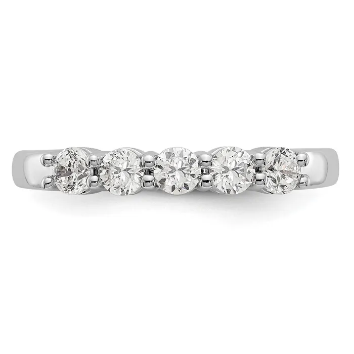 Goldia Rings 14k White Gold 5Stone Shared Prong 12 carat Complete Round Diamond Band