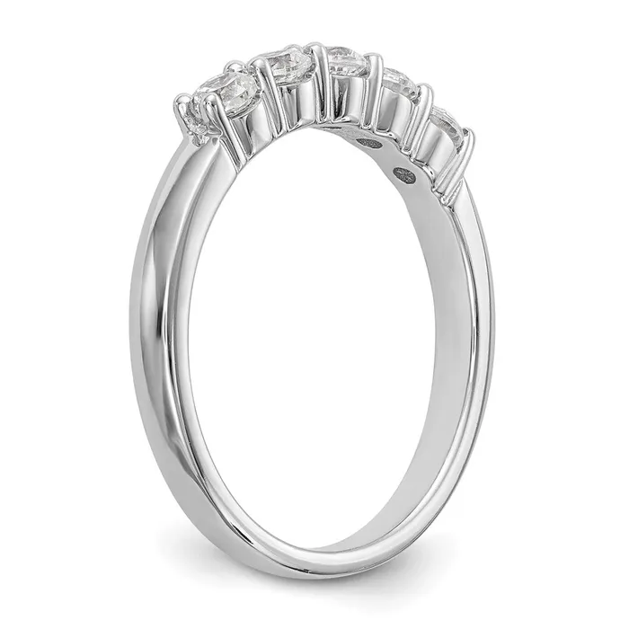 Goldia Rings 14k White Gold 5Stone Shared Prong 12 carat Complete Round Diamond Band