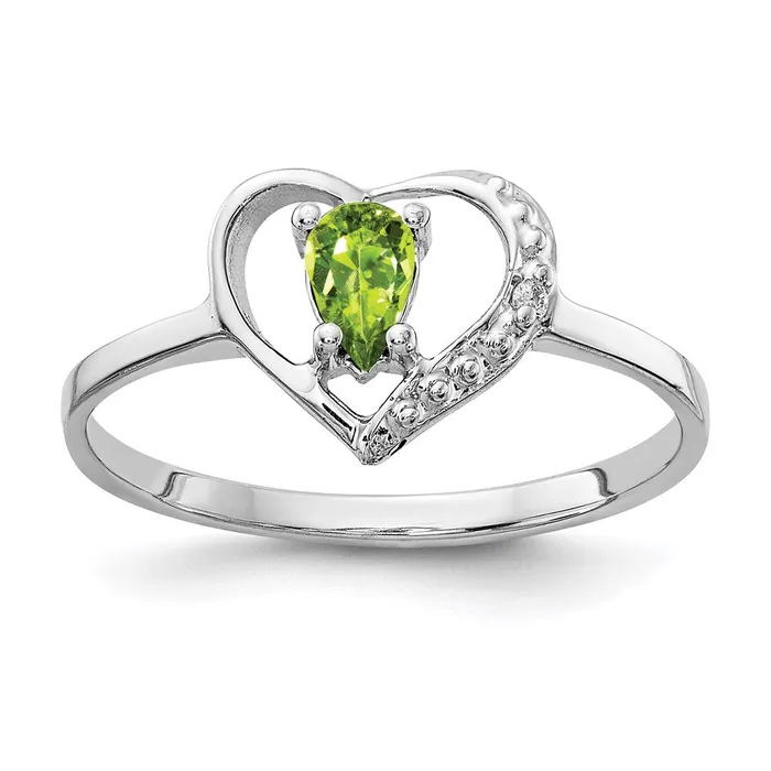 Goldia Rings 14k White Gold 5x3mm Pear Peridot A Real Diamond ring