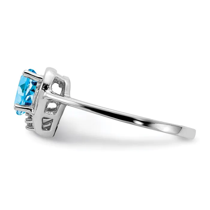Goldia Rings 14k White Gold 6mm Heart Blue Topaz A Real Diamond ring