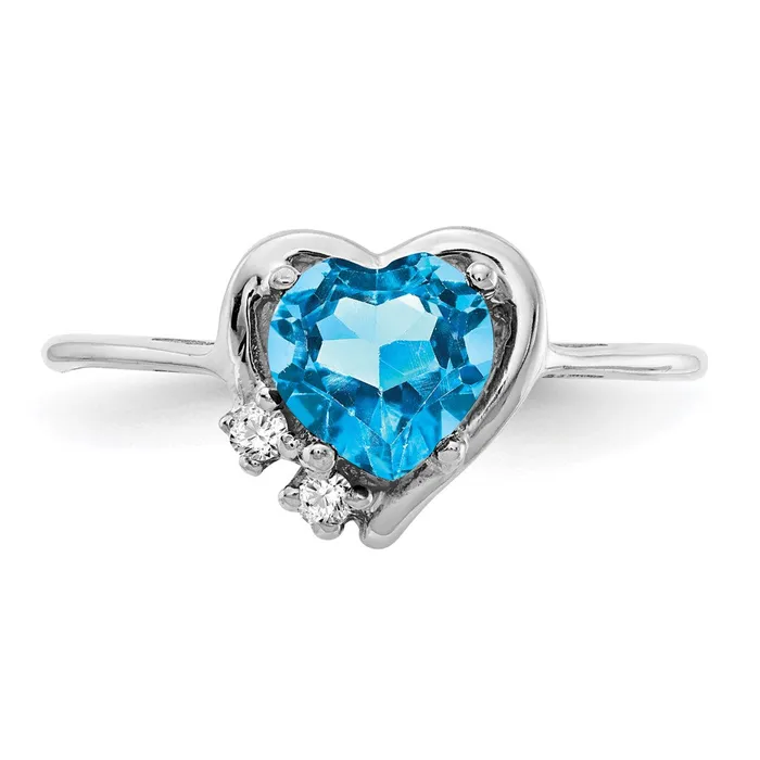 Goldia Rings 14k White Gold 6mm Heart Blue Topaz A Real Diamond ring