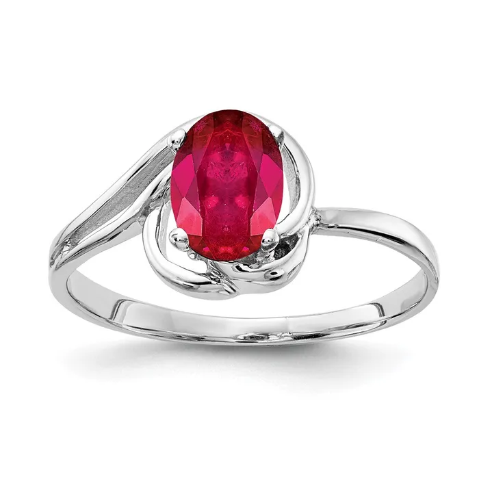 Goldia Rings 14k White Gold 7x5mm Oval Ruby ring
