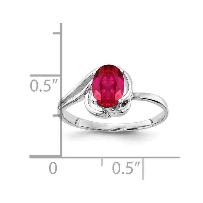 Goldia Rings 14k White Gold 7x5mm Oval Ruby ring