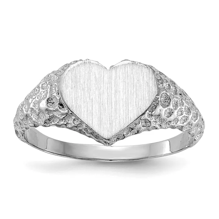 Goldia Rings 14K White Gold 80x90mm Open Back Heart Signet Ring