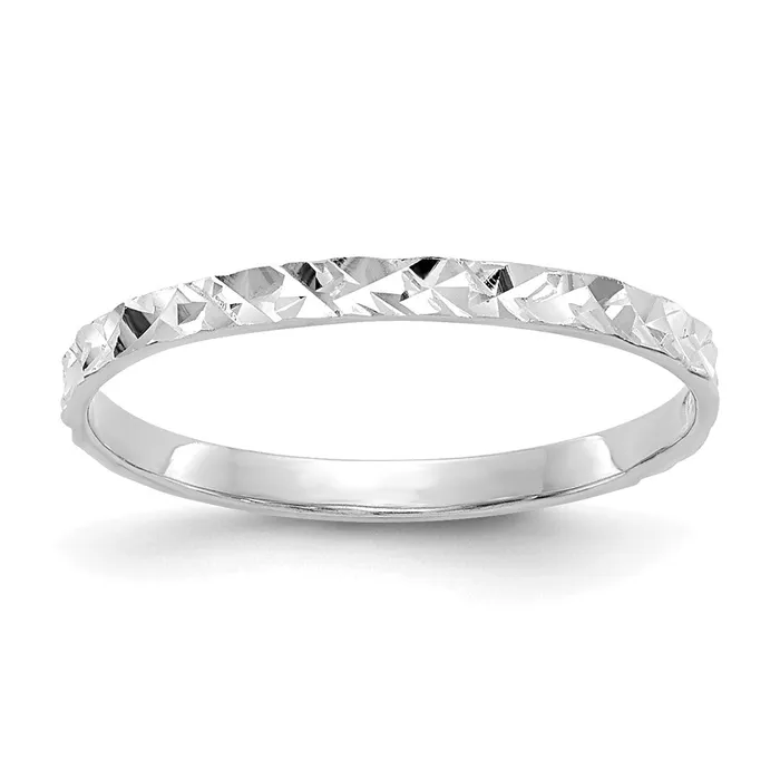 Goldia Rings 14K White Gold Diamondcut Design Band Childs Ring