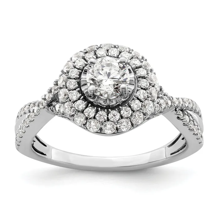 Goldia Rings 14K White Gold Eternal Promise Lab Grown VSSI G Diamond Halo Ring Goldia Rings 14K White Gold Eternal Promise Lab Grown VSSI G Diamond Halo Ring