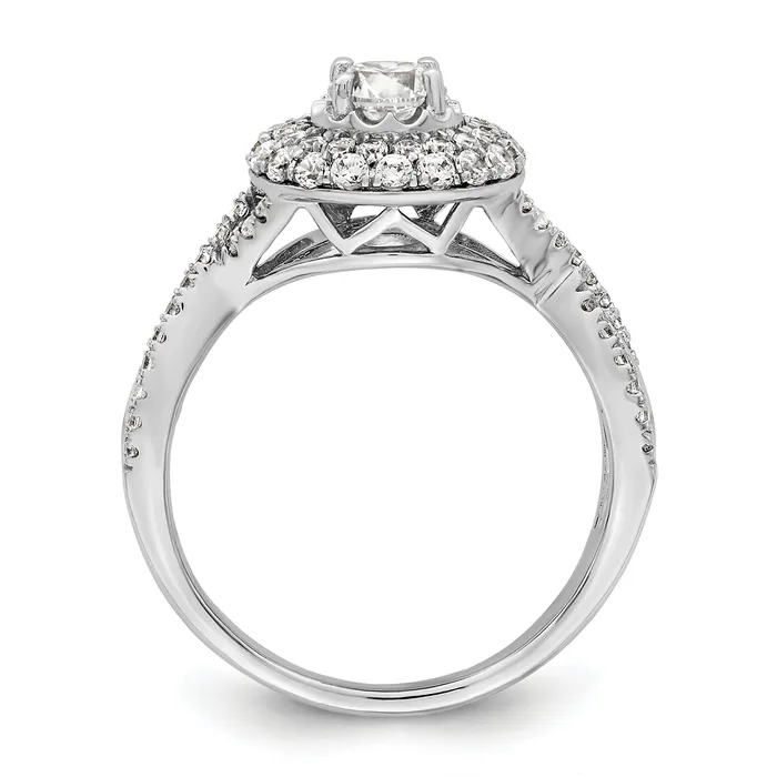 Goldia Rings 14K White Gold Eternal Promise Lab Grown VSSI G Diamond Halo Ring
