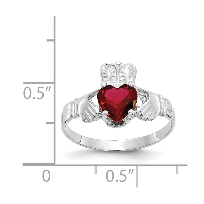 Goldia Rings 14k White Gold January CZ Birthstone Claddagh Ring