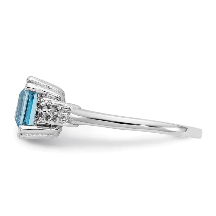 Goldia Rings 14K White Gold Real Diamond and Blue Topaz Ring