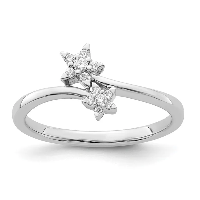 Goldia Rings 14k White Gold Real Diamond star bypass Real Diamond Ring