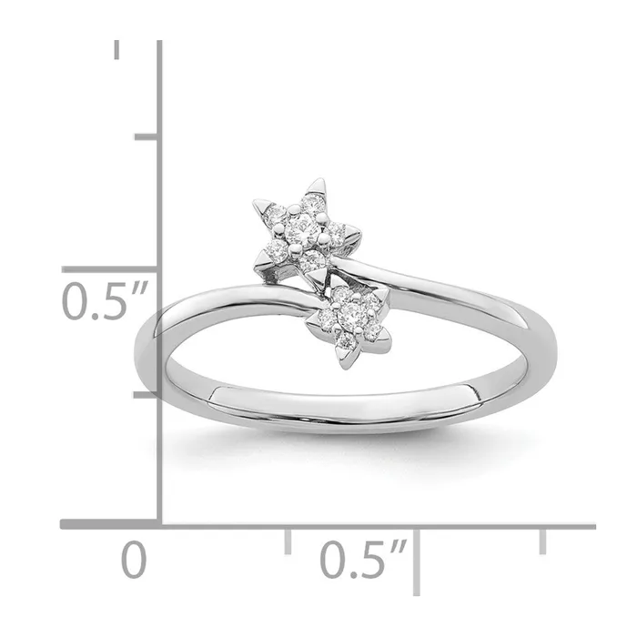 Goldia Rings 14k White Gold Real Diamond star bypass Real Diamond Ring