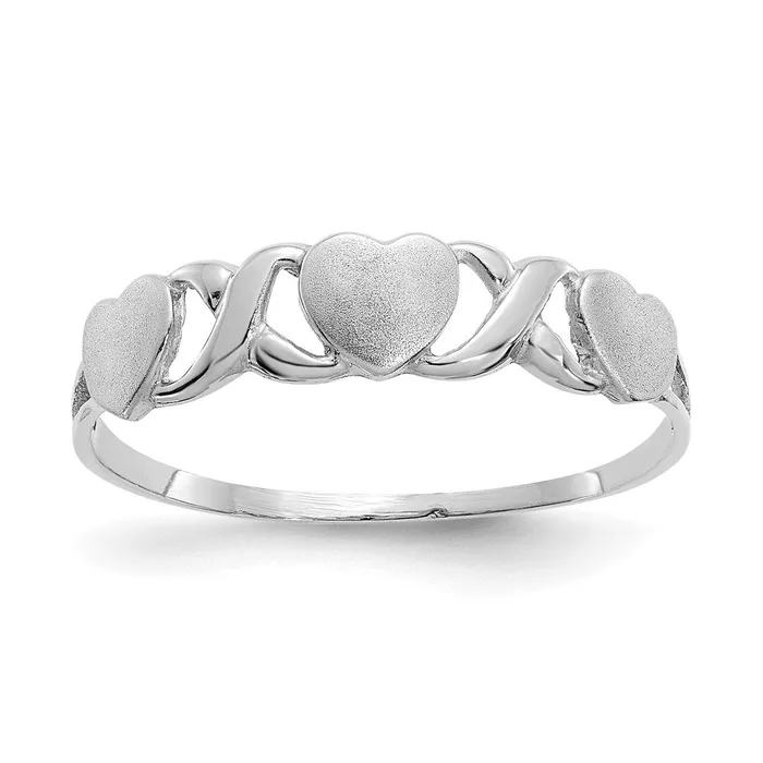 Goldia Rings 14k White Gold Triple Heart Ring