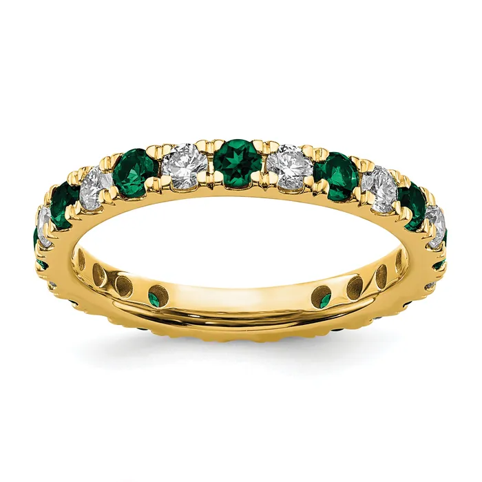 Goldia Rings 14k Yellow Gold 34 Ct Lab Grown Diamond VSSI G and Lab Created Emerald Eternity Band Ring Goldia Rings 14k Yellow Gold 34 Ct Lab Grown Diamond VSSI G and Lab Created Emerald Eternity Band Ring