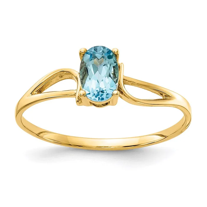 Goldia Rings 14K Yellow Gold 6x4mm Oval Blue Topaz ring