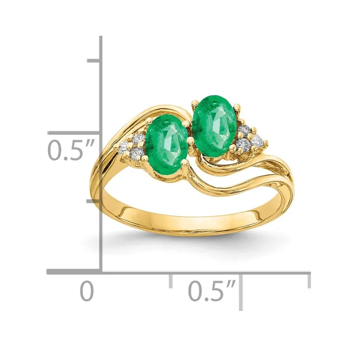 Goldia Rings 14K Yellow Gold 6x4mm Oval Emerald A Real Diamond ring