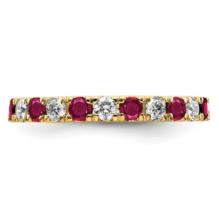 Goldia Rings 14k Yellow Gold 78 Ct Lab Grown Diamond VSSI G and Lab Created Ruby Eternity Band Ring