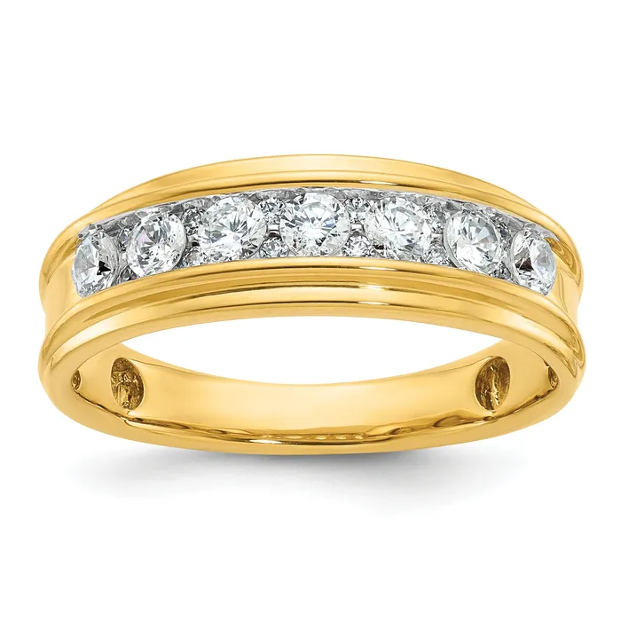 Goldia Rings 14k Yellow Gold 78 Ct Lab Grown Diamond VSSI G Seven Stone Polished Mens Ring Goldia Rings 14k Yellow Gold 78 Ct Lab Grown Diamond VSSI G Seven Stone Polished Mens Ring
