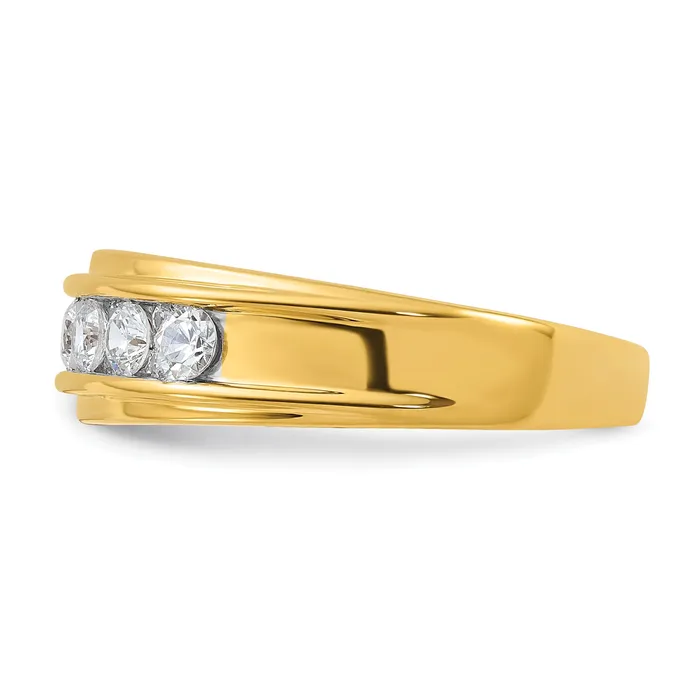 Goldia Rings 14k Yellow Gold 78 Ct Lab Grown Diamond VSSI G Seven Stone Polished Mens Ring